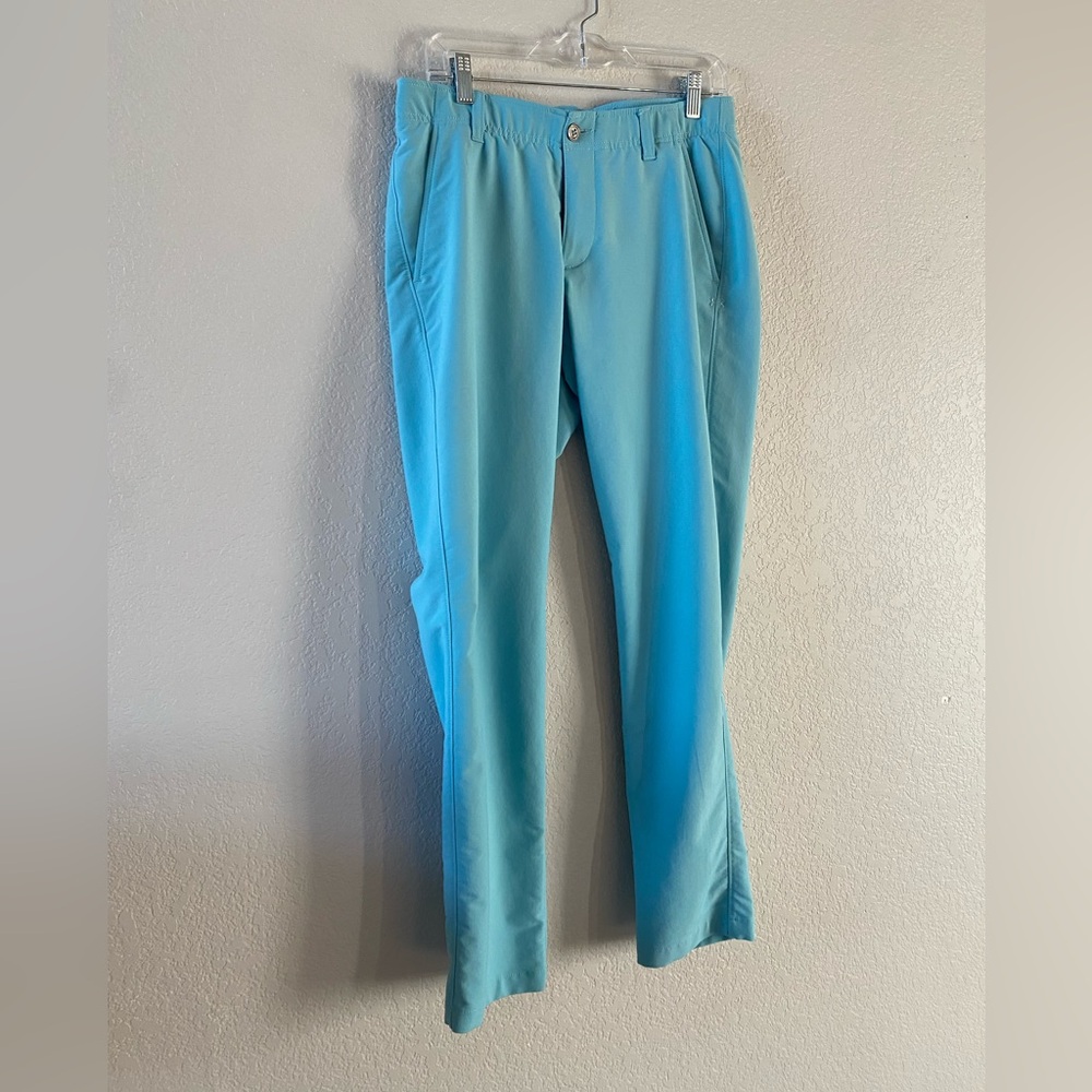 Baby blue under armour golf pants, 32/32